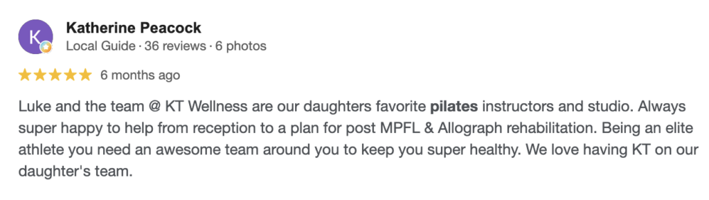 teenager pilates google review menai
